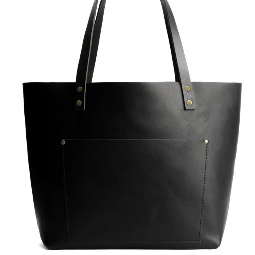 Portland Leather Goods Large Black Leather Tote Work Bag